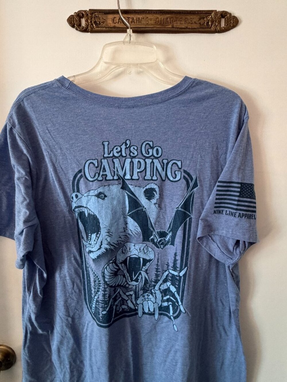 Nine Line T Shirt  Let's Go Camping Bear Snake Bat Graphic 2X Large Blue 2 XL #1